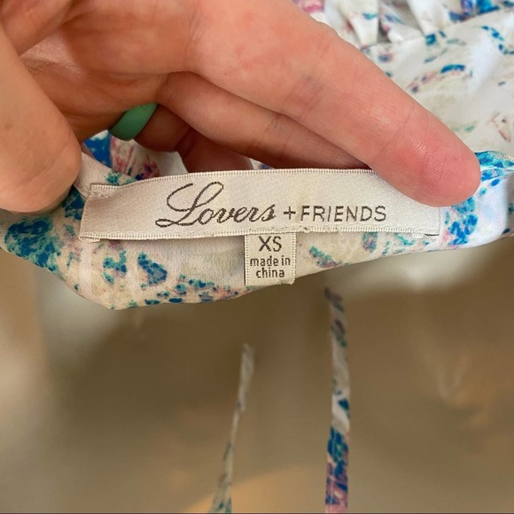 LOVERS + FRIENDS Silky Tiered Watercolor Ruffle Mini Dress Size XS - Picture 7 of 10